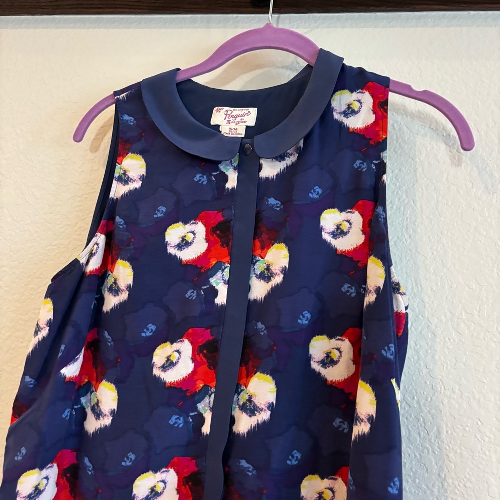 Original Penguin Navy Peter Pan Collar Sleeveless Dress 10 - Picture 4 of 4